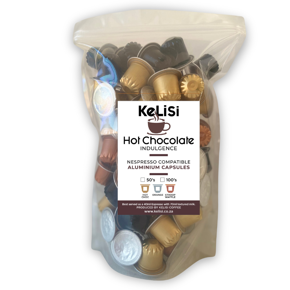 Kelisi Bulk Hot Chocolate | 100 Mixed Nespresso Compatible Aluminium Capsules