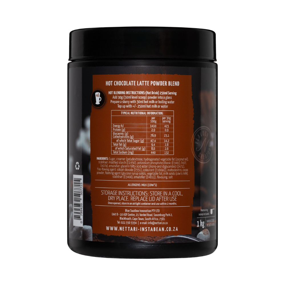 Instant Hot Chocolate Powder In 1kg Jar